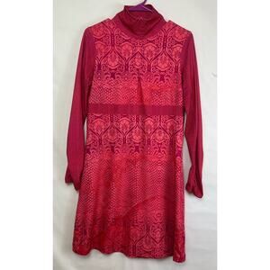 Prana Women's Medium Orange/Coral Long Sleeve 1/4 Zip Geo Print Athleisure Dress
